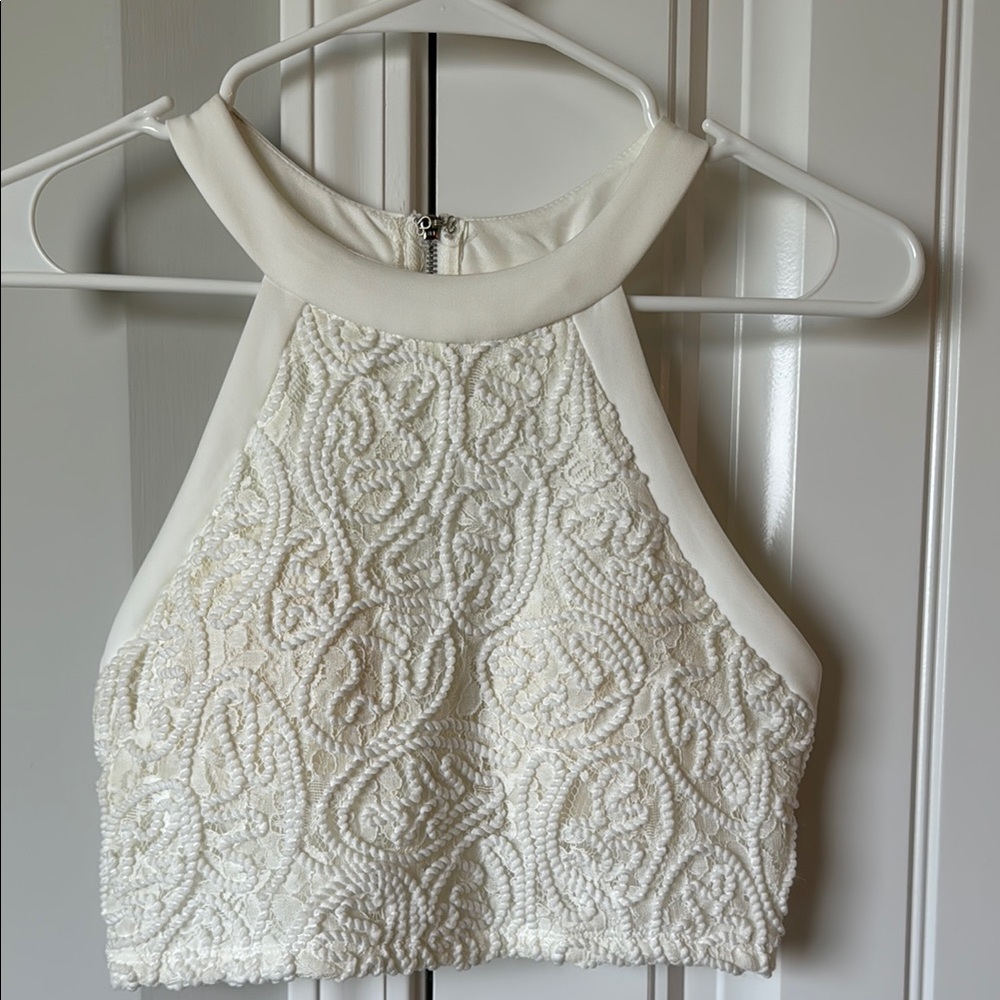 Charlotte Russe White Embellished Sleeveless Crop Top